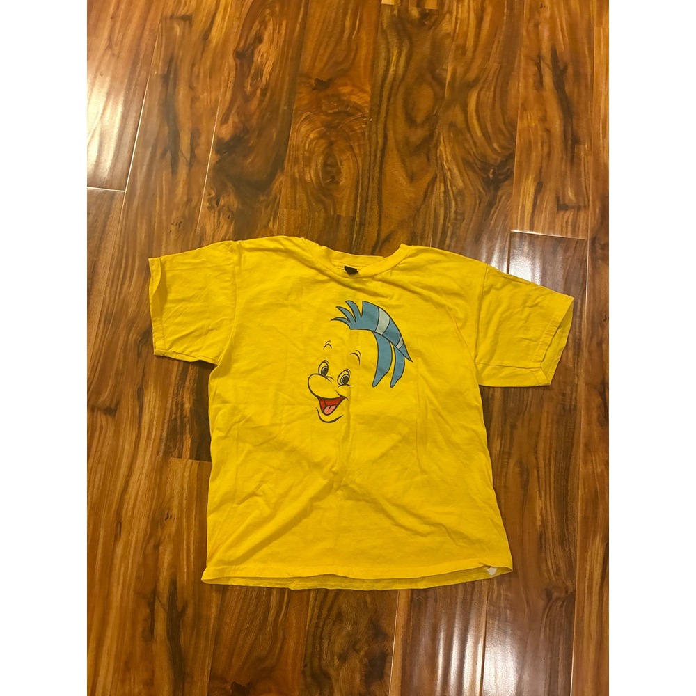 Disney Little Mermaid Flounder T-Shirt Yellow Gildan Softstyle Youth Large L